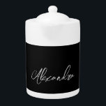 Minimalist Plain Handwritten Own Name Black Teapot<br><div class="desc">There's no need for confusion. A plain,  simple,  innovative design. This is you.</div>