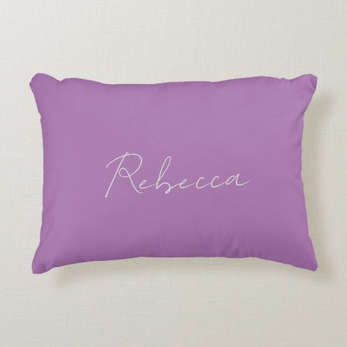 Minimalist Plain Handwritten Own Name Lavender Accent Pillow