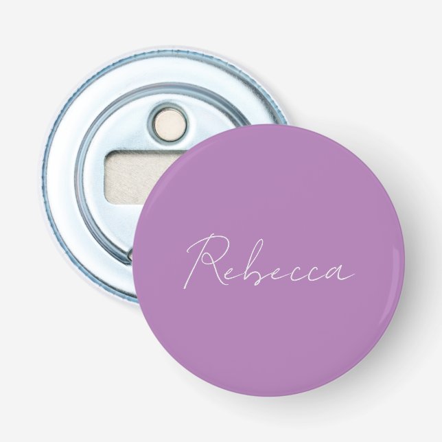 Minimalist Plain Handwritten Own Name Lavender Bottle Opener (Front)