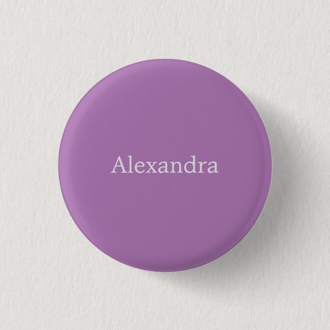 Minimalist Plain Handwritten Own Name Lavender Button (Front)