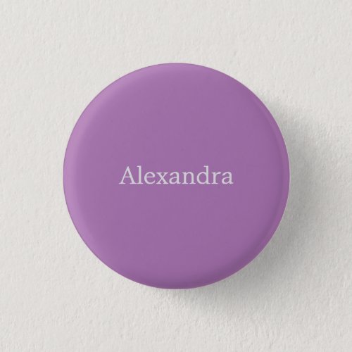 Minimalist Plain Handwritten Own Name Lavender Button