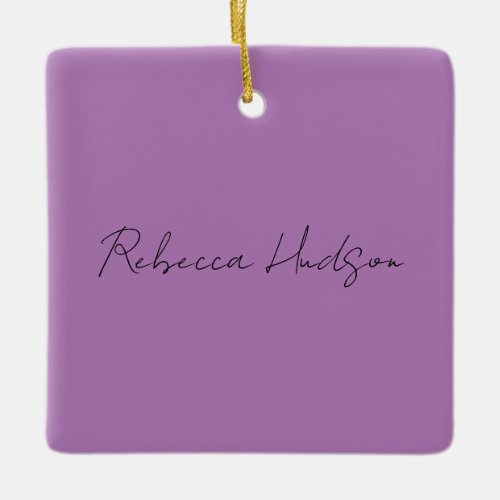 Minimalist Plain Handwritten Own Name Lavender Ceramic Ornament