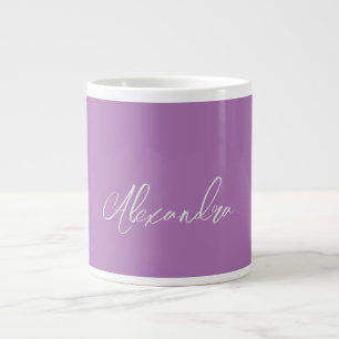 Minimalist Plain Handwritten Own Name Lavender Giant Coffee Mug