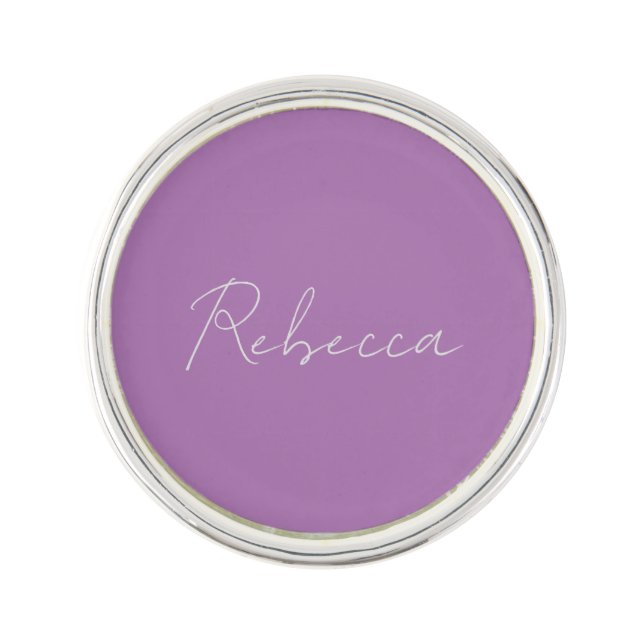 Minimalist Plain Handwritten Own Name Lavender Lapel Pin (Front)