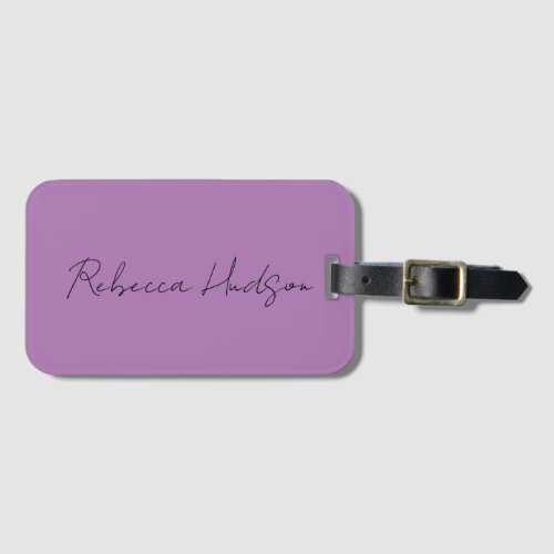 Minimalist Plain Handwritten Own Name Lavender Luggage Tag