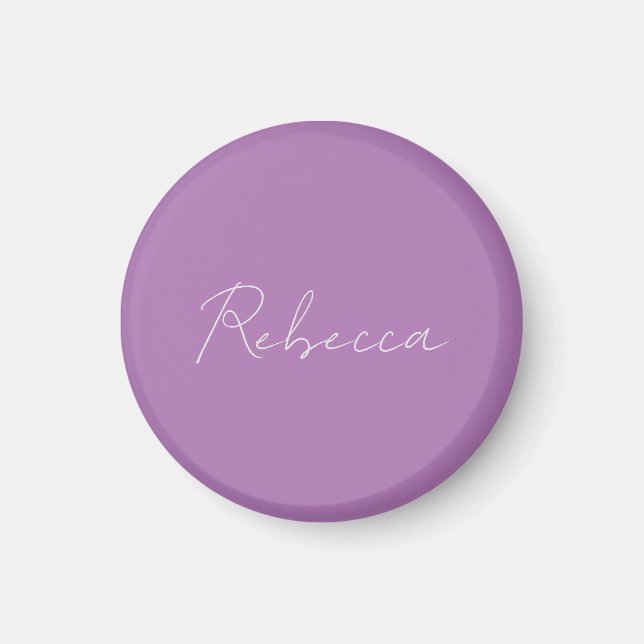 Minimalist Plain Handwritten Own Name Lavender Magnet (Front)