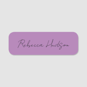 Minimalist Plain Handwritten Own Name Lavender Name Tag