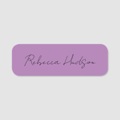 Minimalist Plain Handwritten Own Name Lavender Name Tag