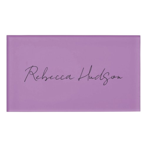 Minimalist Plain Handwritten Own Name Lavender Name Tag