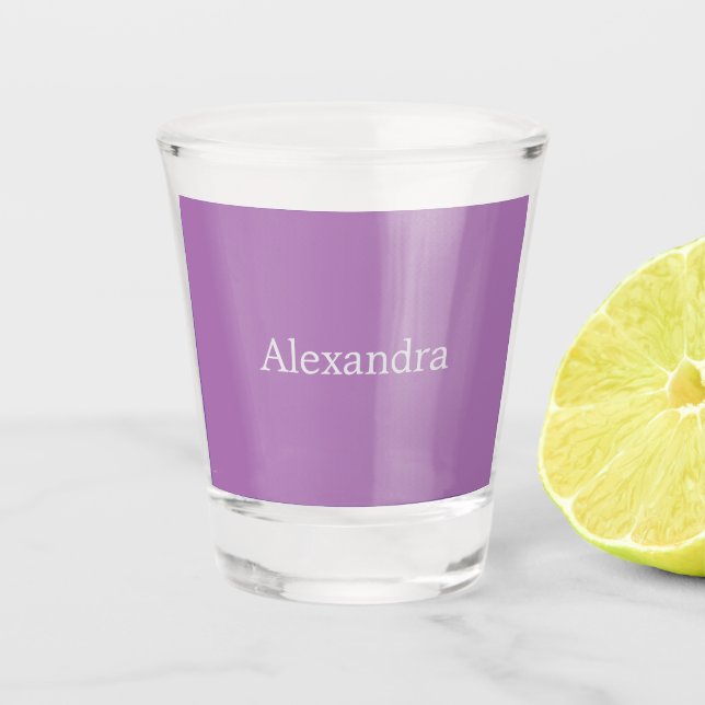 Minimalist Plain Handwritten Own Name Lavender  Shot Glass (Front)