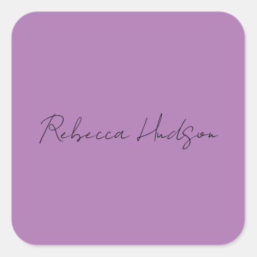 Minimalist Plain Handwritten Own Name Lavender Square Sticker