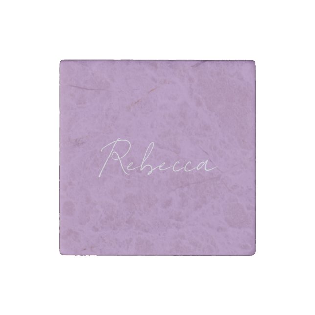 Minimalist Plain Handwritten Own Name Lavender Stone Magnet (Front)