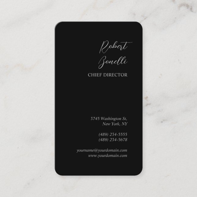 Minimalist Plain Modern Black Personalized Business Card (Front)