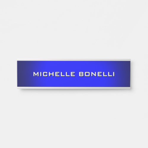 Minimalist Plain Modern Blue Grey Door Sign