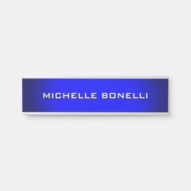 Minimalist Plain Modern Blue Grey Door Sign (Front)