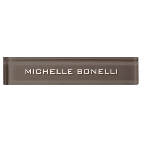 Minimalist Plain Modern Brown Desk Name Plate