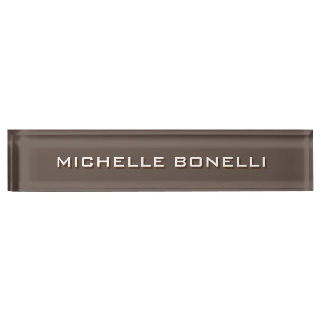 Minimalist Plain Modern Brown Desk Name Plate (Front)