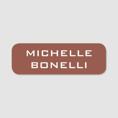 Minimalist Plain Modern Brown Name Tag