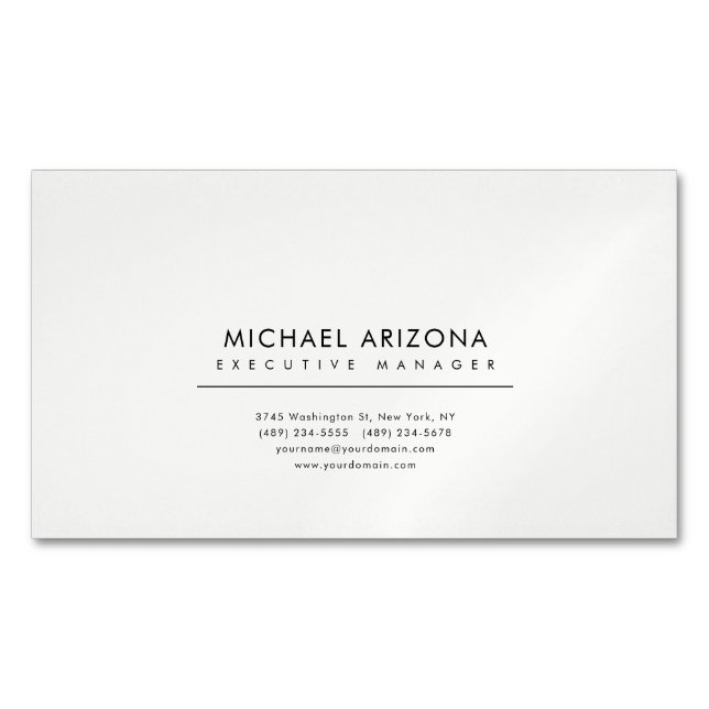 Minimalist Plain Modern Business Card Magnet (Front)