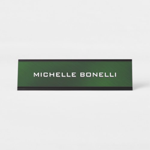 Minimalist Plain Modern Dark Green Black Desk Name Plate