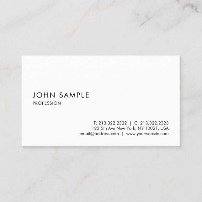 Minimalist Plain Modern Elegant Professional Business Card (Front)