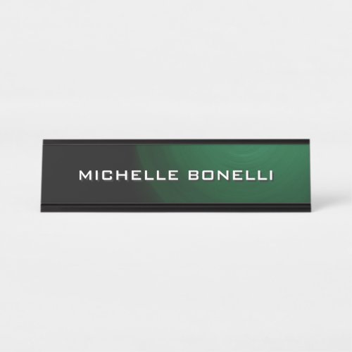 Minimalist Plain Modern Green Black Desk Name Plate