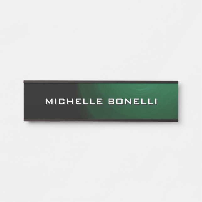 Minimalist Plain Modern Green Black Door Sign (Front)