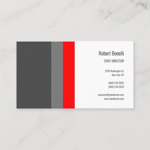 Minimalist Plain Modern Grey Red White Business Card