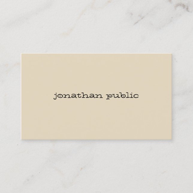 Minimalist Plain Modern Hand Script Beige Simple Business Card (Front)