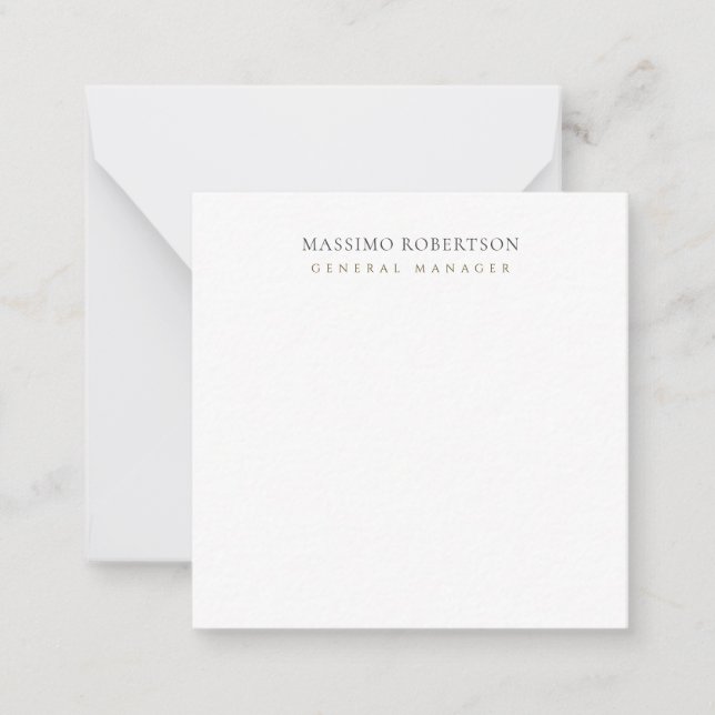 Minimalist Plain Modern  Note Card (Front)