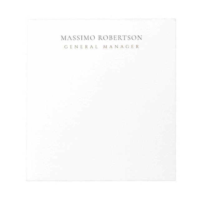 Minimalist Plain Modern  Notepad (Front)