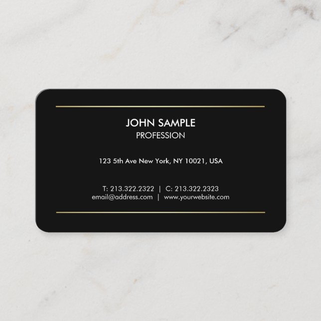 Minimalist Plain Modern Professional Elegant Black Business Card (Front)