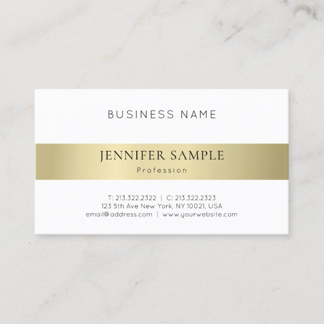 Minimalist Plain Modern Professional Elegant Gold Business Card (Front)