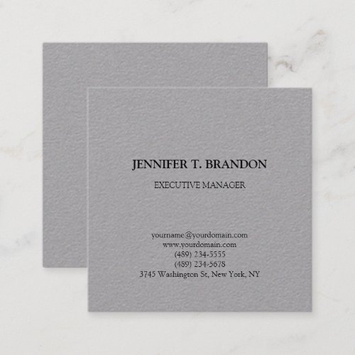 Minimalist Plain Modern Professional Grey Square Business Card