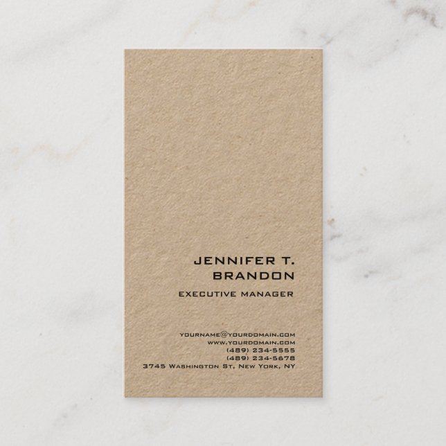 Minimalist Plain Modern Professional Kraft Business Card (Front)