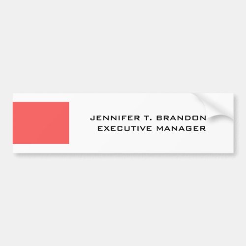 Minimalist Plain Modern Professional Name Title Bumper Sticker