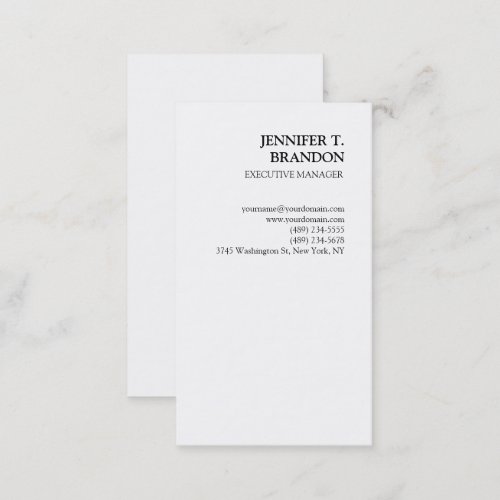 Minimalist Plain Modern Professional White Business Card