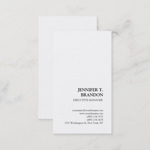 Minimalist Plain Modern Professional White Business Card