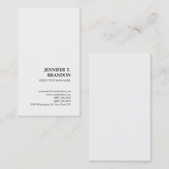 Minimalist Plain Modern Professional White Business Card (Front/Back)
