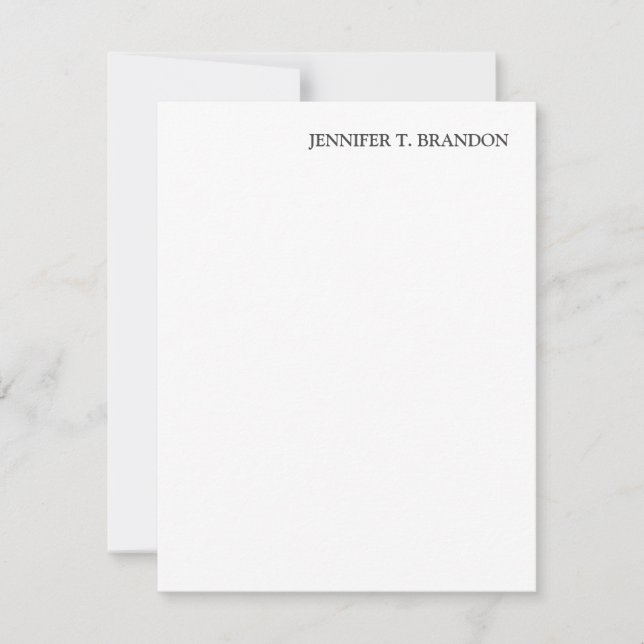 Minimalist Plain Modern Professional White Note Card (Front)