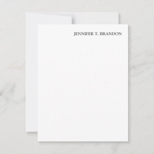 Minimalist Plain Modern Professional White Note Card