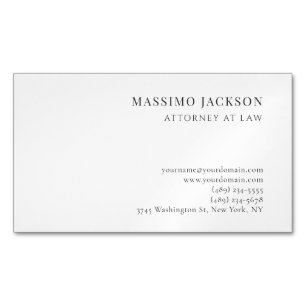 Minimalist Plain Modern Simple Black & White Business Card Magnet