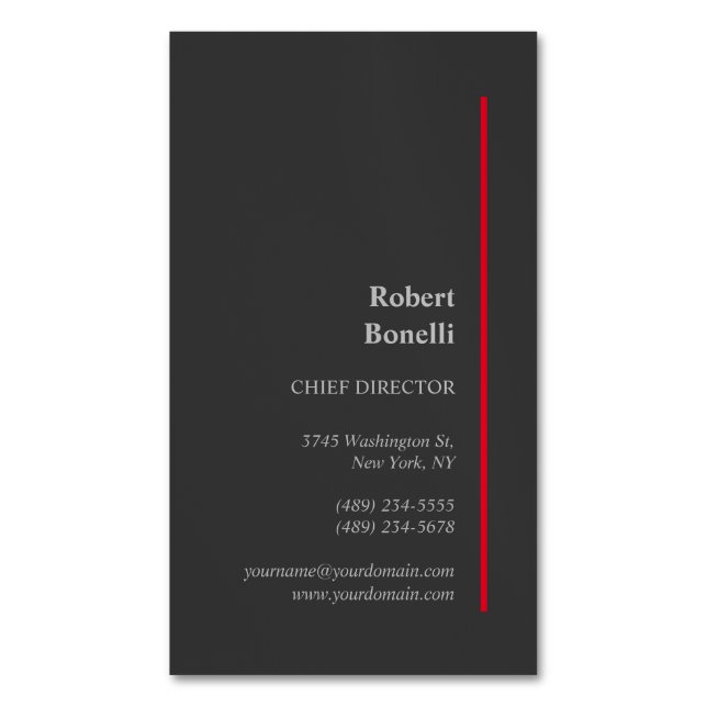 Minimalist Plain Modern Special Black Business Card Magnet (Front Vertical)