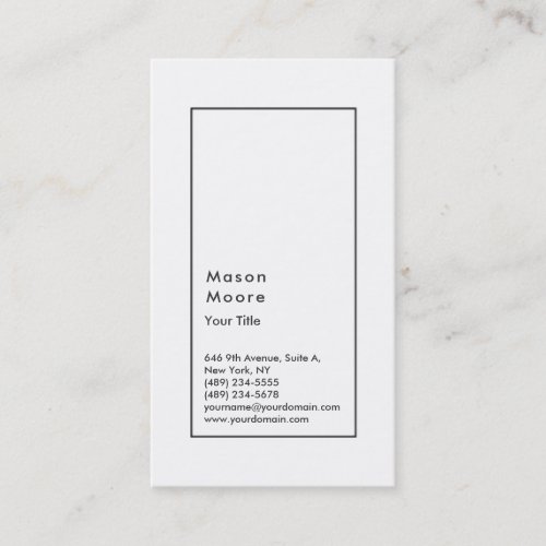 Minimalist Plain Modern Style Professional White Business Card