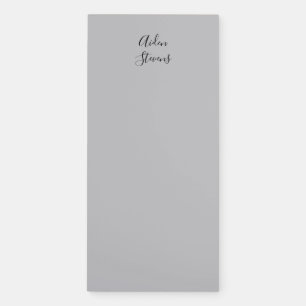 Minimalist Plain Modern Stylish Name Grey Magnetic Notepad