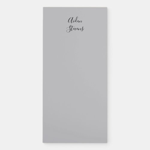 Minimalist Plain Modern Stylish Name Grey Magnetic Notepad