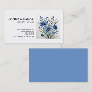 Minimalist Plain Modern Watercolor Floral Business Card