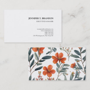 Minimalist Plain Modern Watercolor Floral Business Card