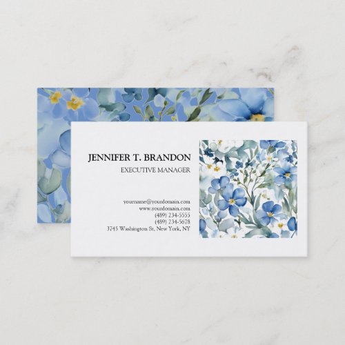 Minimalist Plain Modern Watercolor Floral Business Card