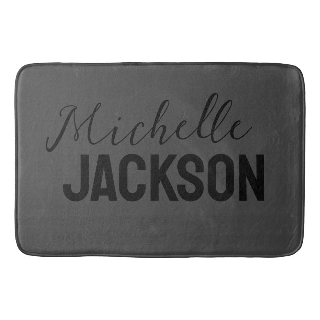 Minimalist Plain Modern Your Name Message Bath Mat (Front)